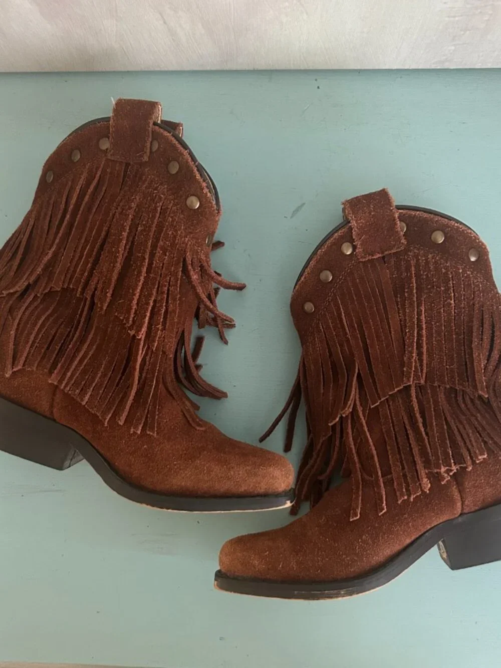 Smoky Mountain Girls Wisteria Double Fringe Tan Western Boot Size 9 Cowgirl Boot